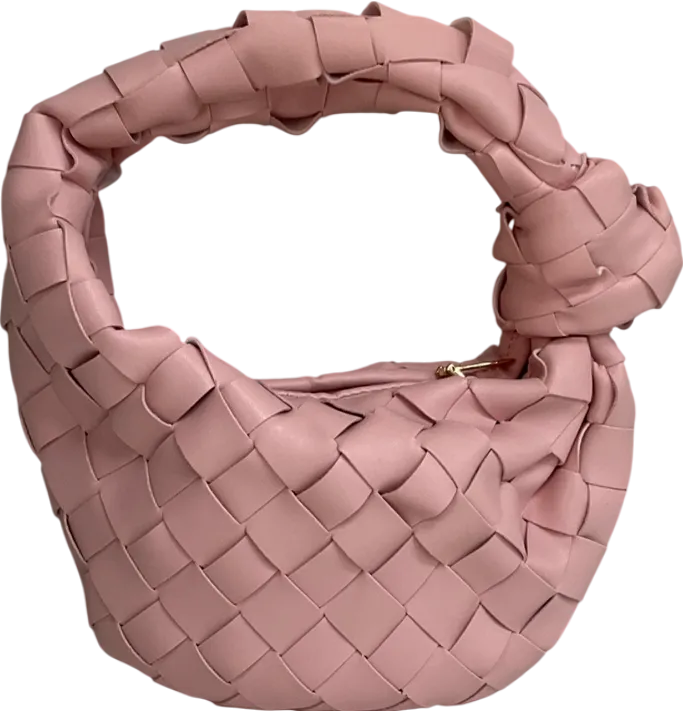 boohoo Pink Woven Leather Look Mini Grab Bag