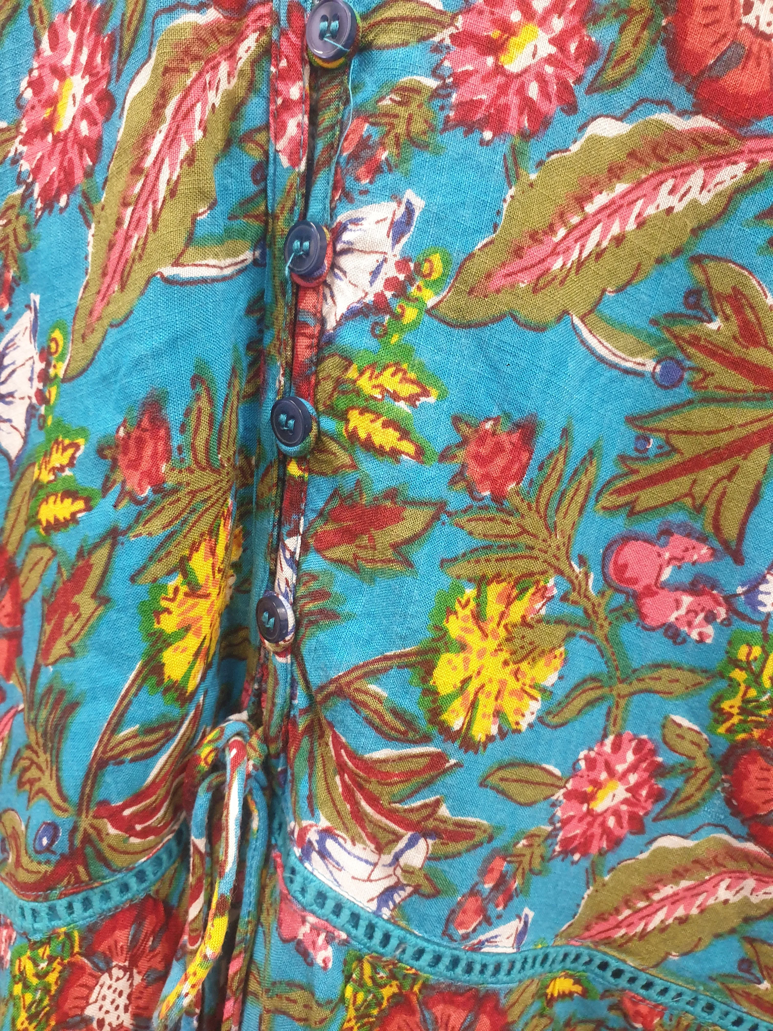 Boom Shankar blue floral print cap sleeve dress size 12