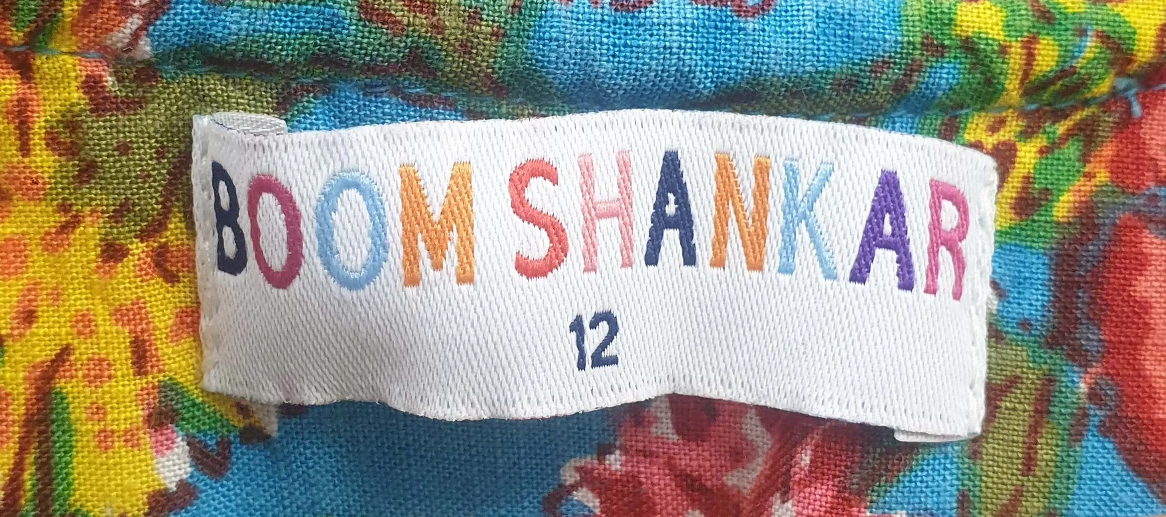 Boom Shankar blue floral print cap sleeve dress size 12