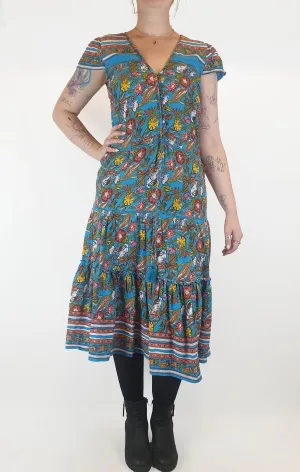 Boom Shankar blue floral print cap sleeve dress size 12