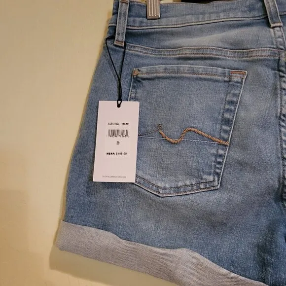 Brand new with tags 7 For All Mankind Mid Roll Up Denim Shorts Size 29