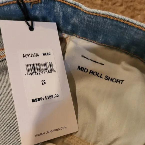 Brand new with tags 7 For All Mankind Mid Roll Up Denim Shorts Size 29
