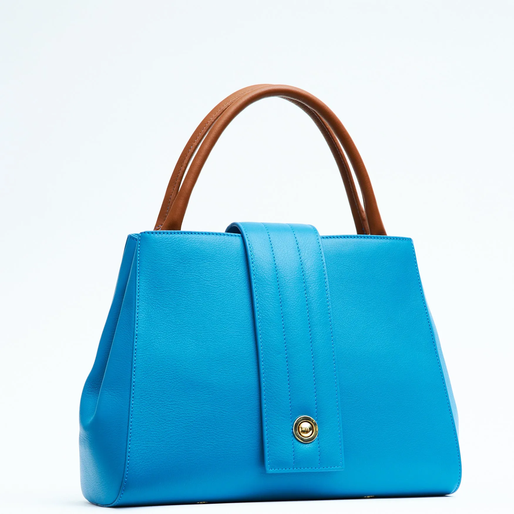 briffani lean interchangeable quilted closure tote - brunette sky with gold