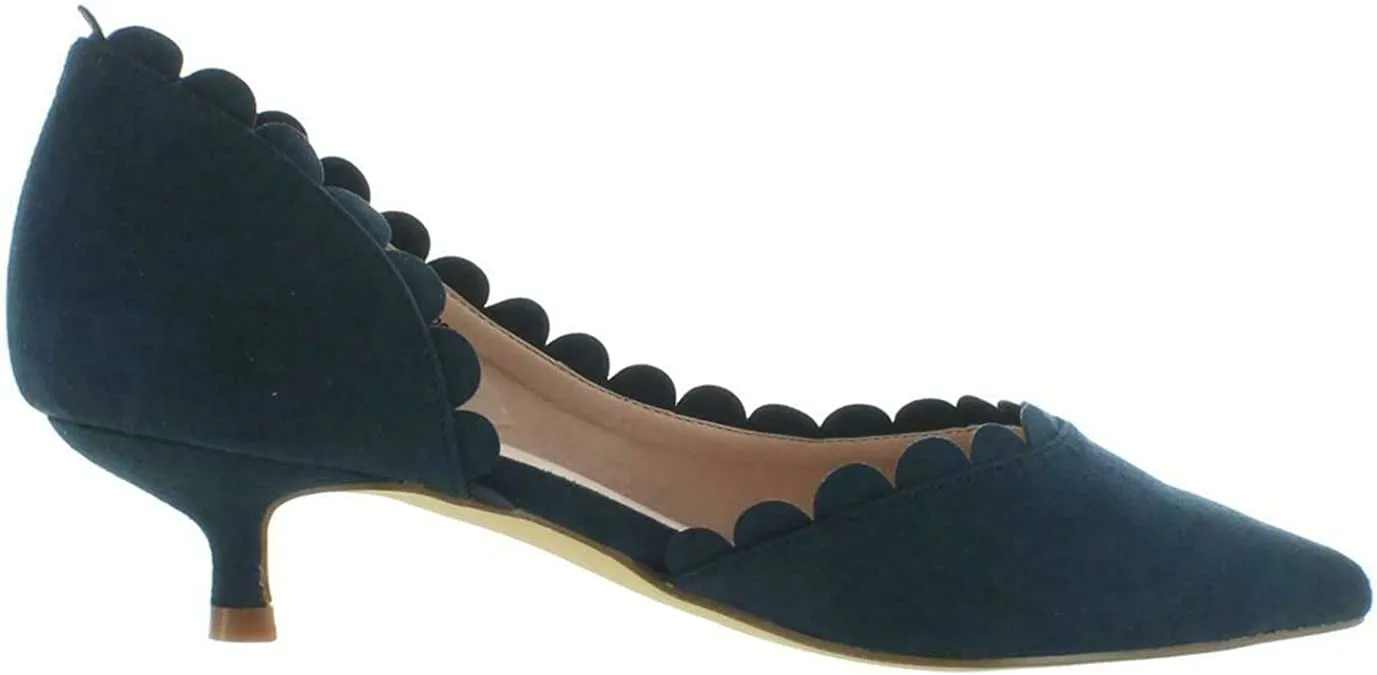 Brinley Co. Womens Scalloped Pointed Toe Pump Navy, 8 Regular US