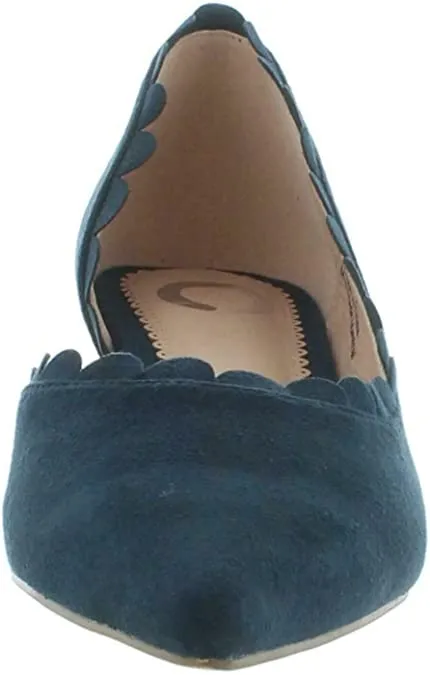 Brinley Co. Womens Scalloped Pointed Toe Pump Navy, 8 Regular US