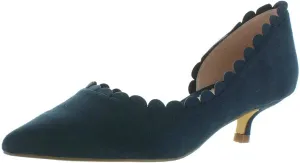 Brinley Co. Womens Scalloped Pointed Toe Pump Navy, 8 Regular US
