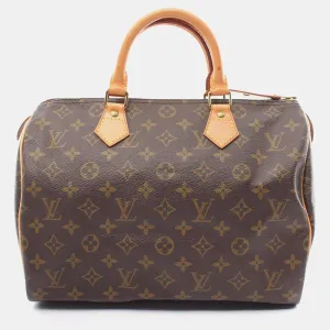 Brown Canvas Speedy 30 Satchel Bag