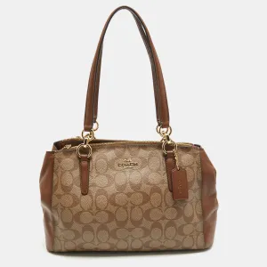 Brown Signature Coated Canvas Small Christie Carryall Satchel