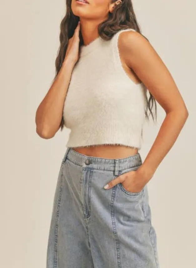Brushed Knit Crew Neck Top