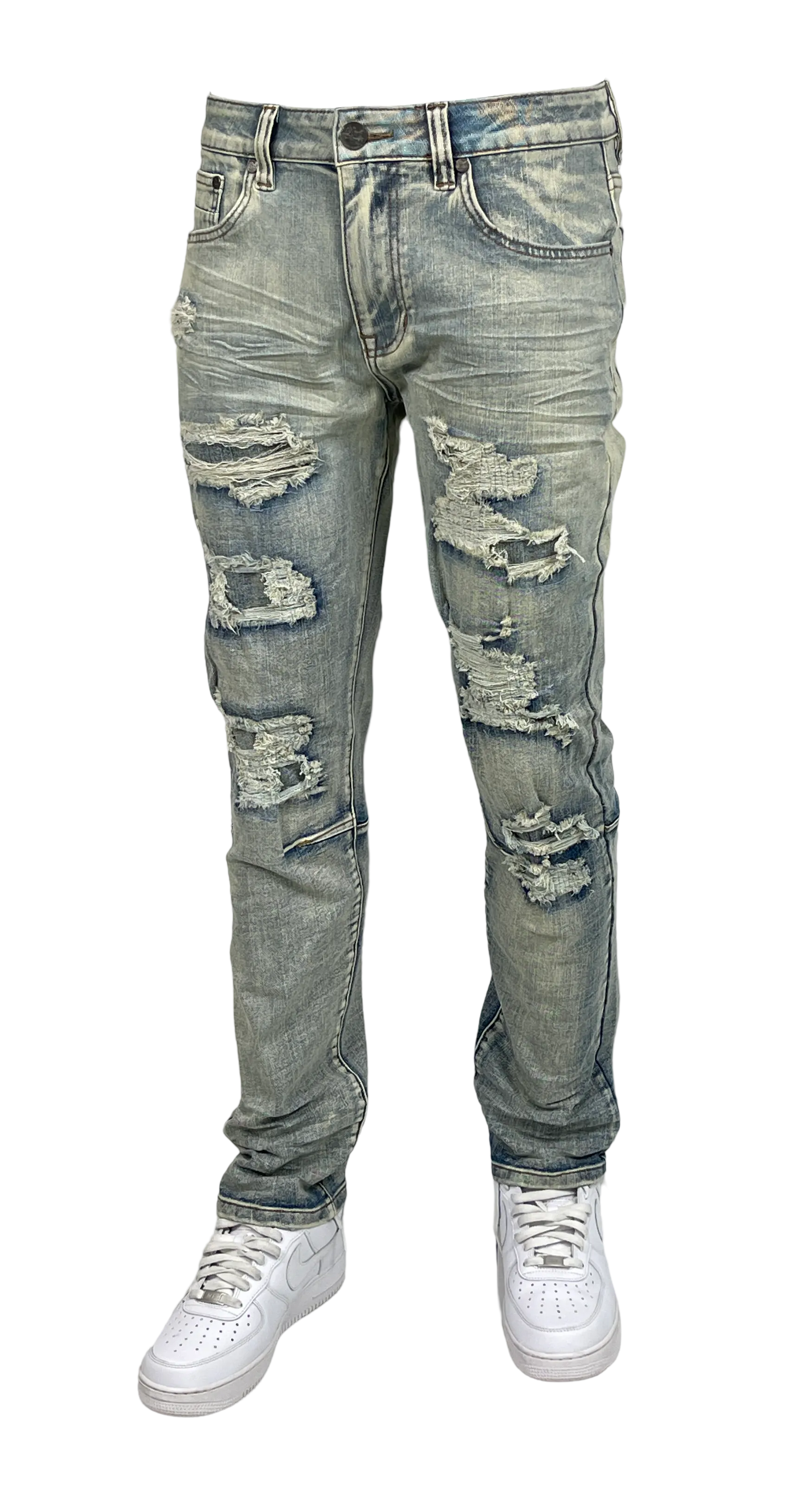 BT-BTP24035-Slim Fit Rip & Repair Jeans