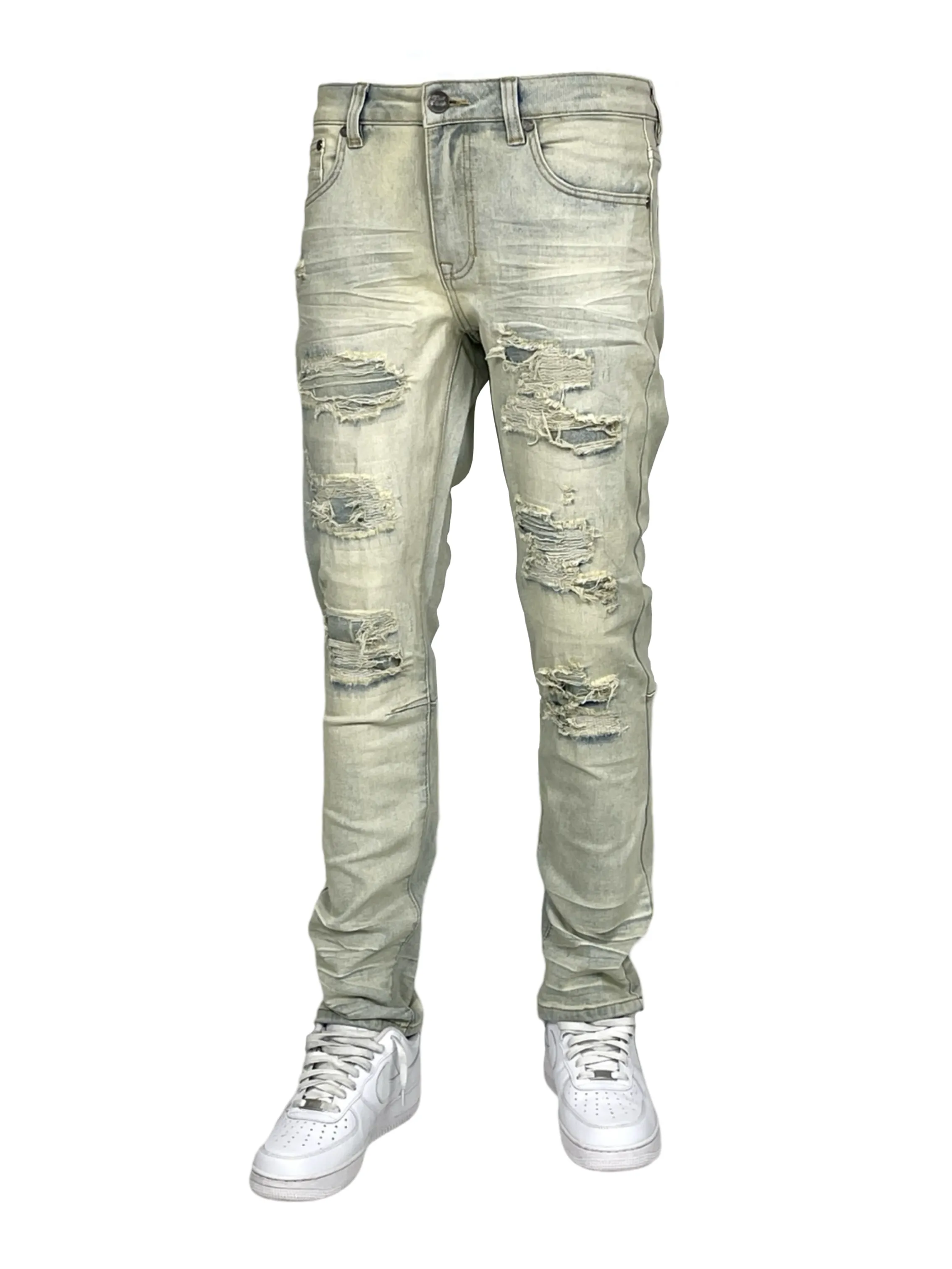BT-BTP24035-Slim Fit Rip & Repair Jeans