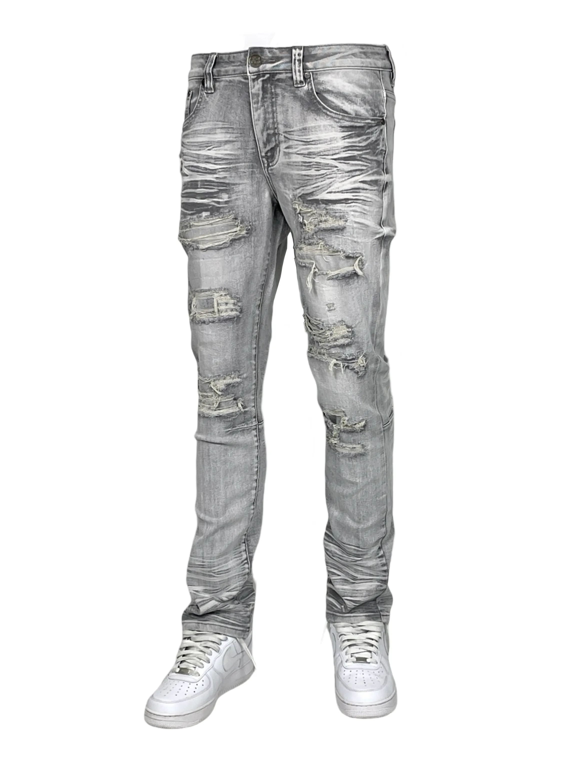 BT-BTP24035-Slim Fit Rip & Repair Jeans