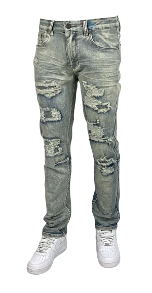 BT-BTP24035-Slim Fit Rip & Repair Jeans