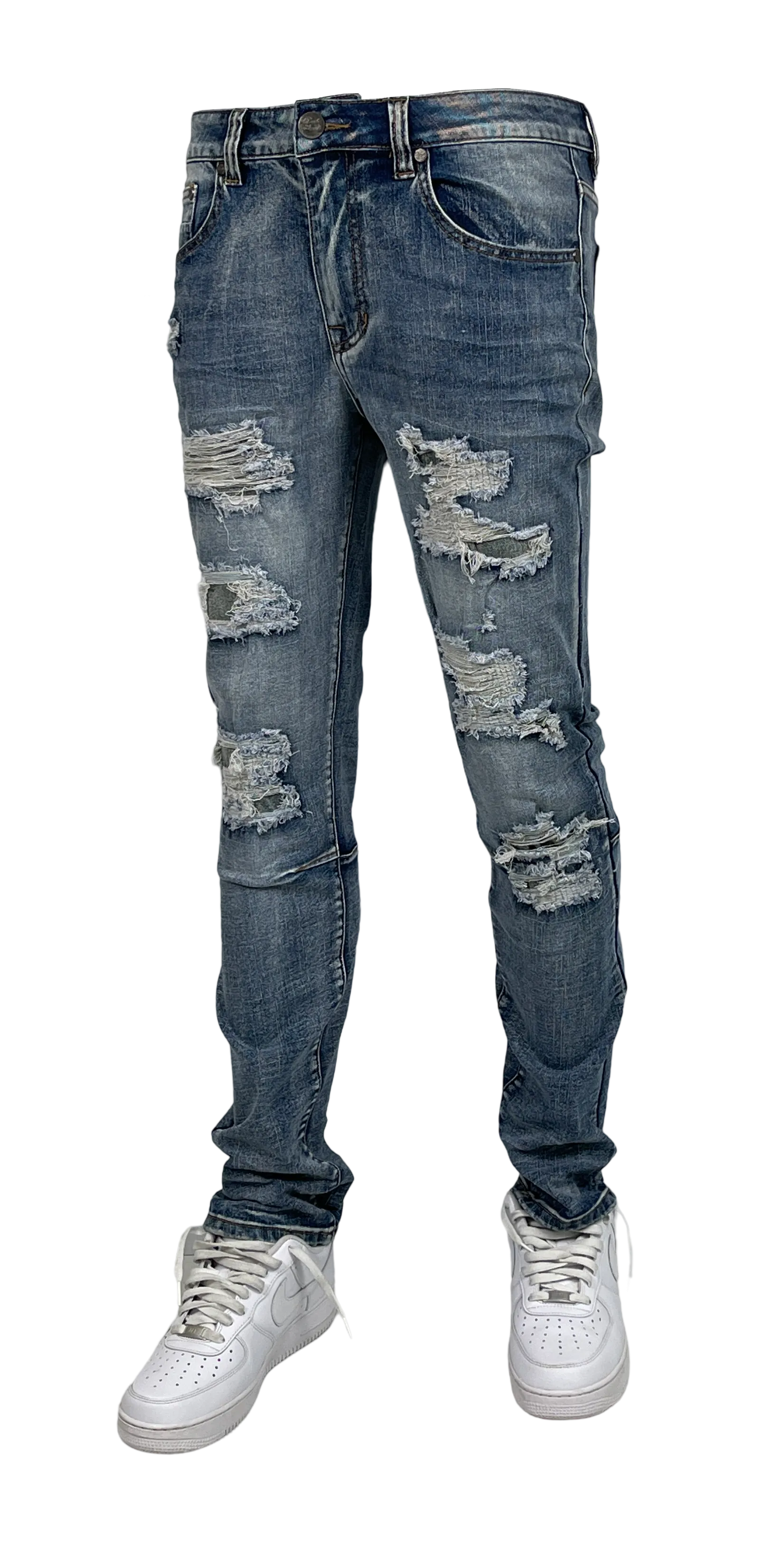 BT-BTP24035-Slim Fit Rip & Repair Jeans