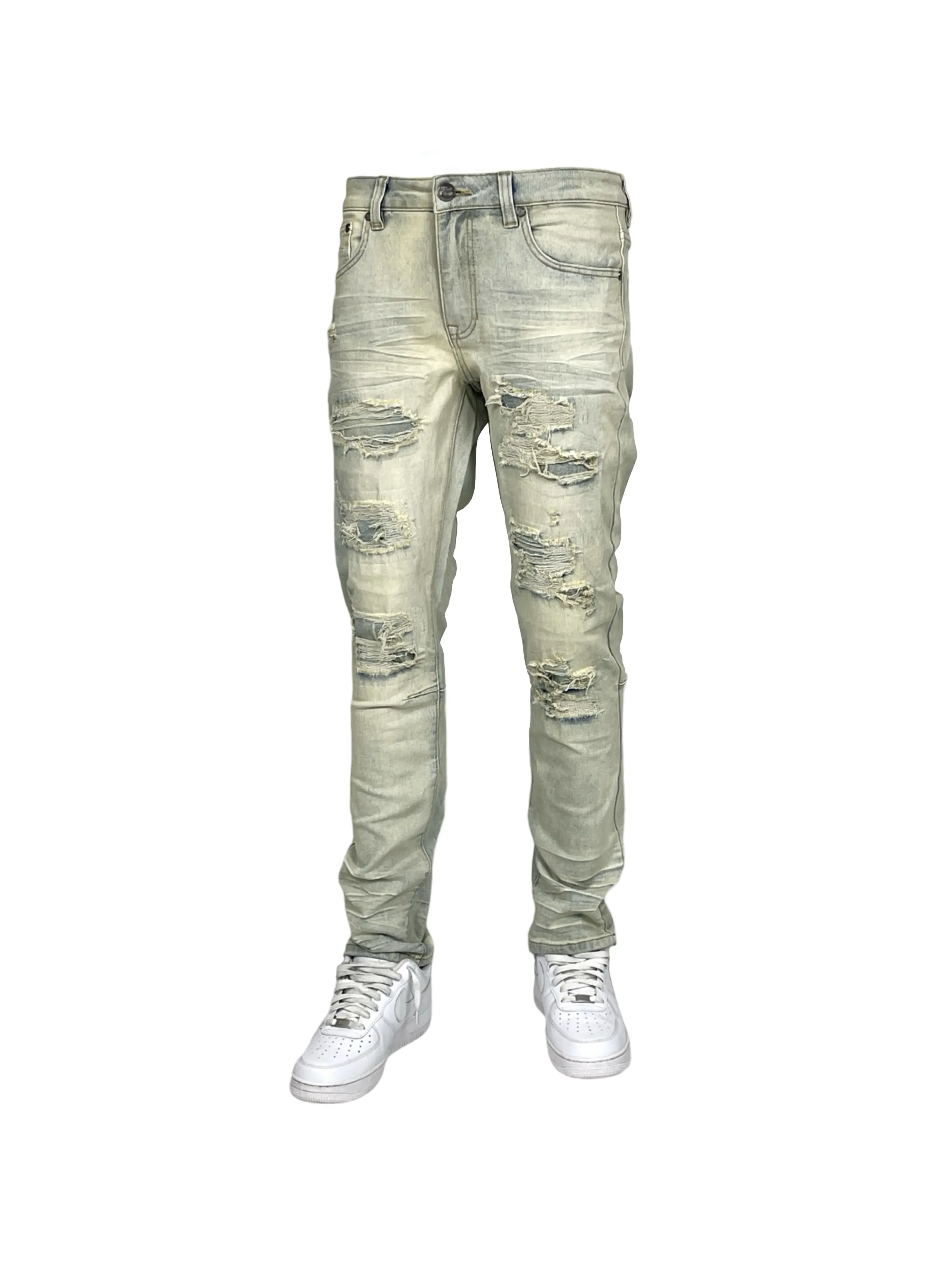 BTP24035K:Kid's Slim Fit Rip & Repair Jeans