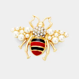 Bumble Bee Pearl Brooch