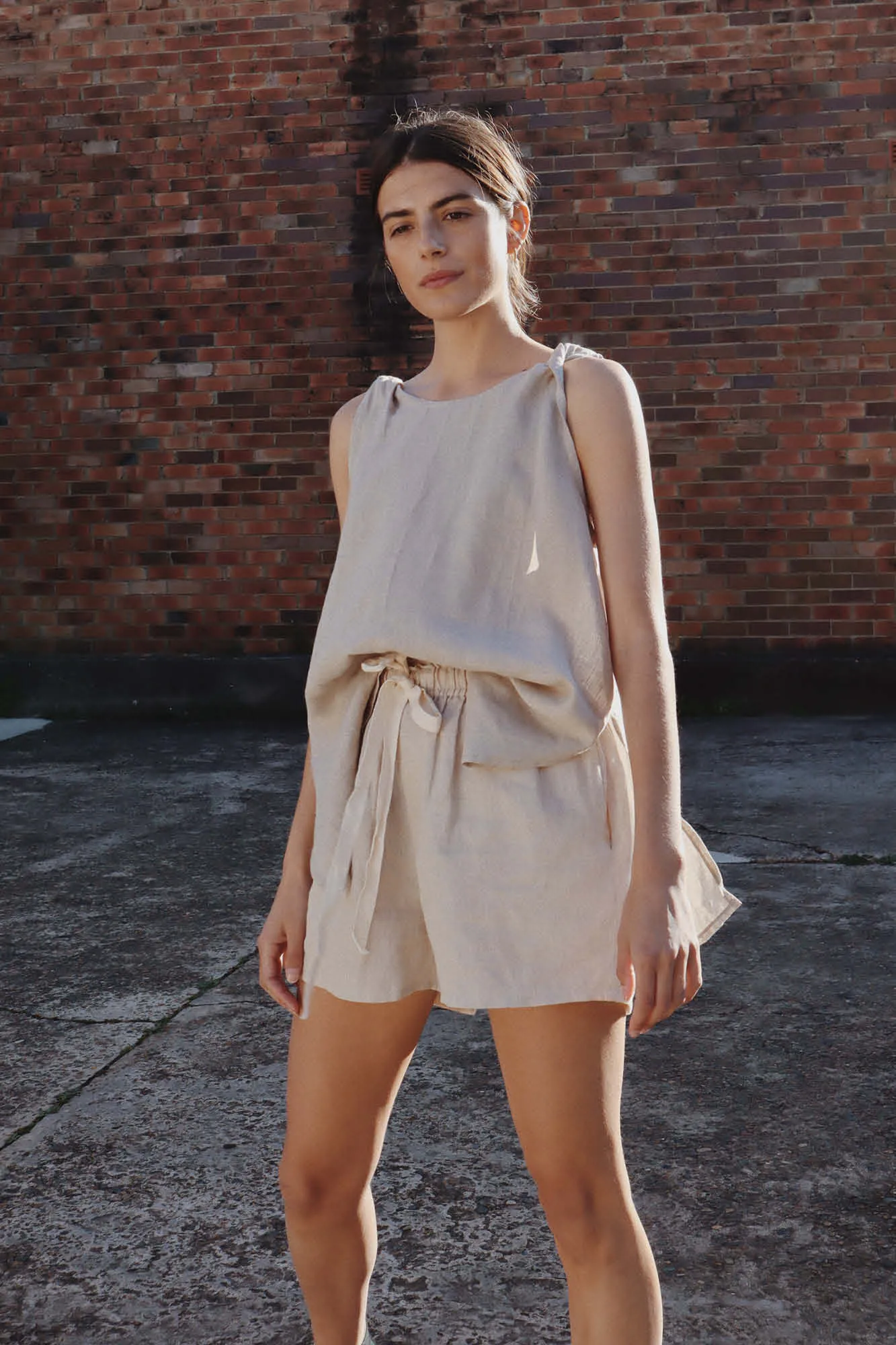 Burns Twist Linen Top Sand