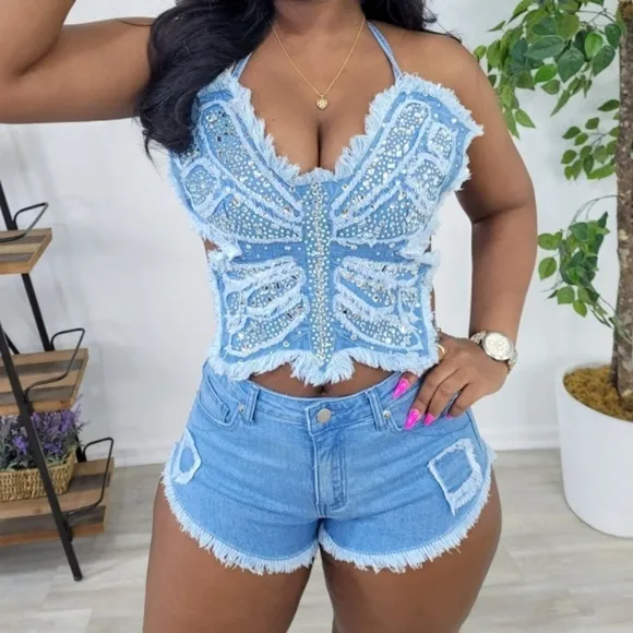 Butterfly denim set