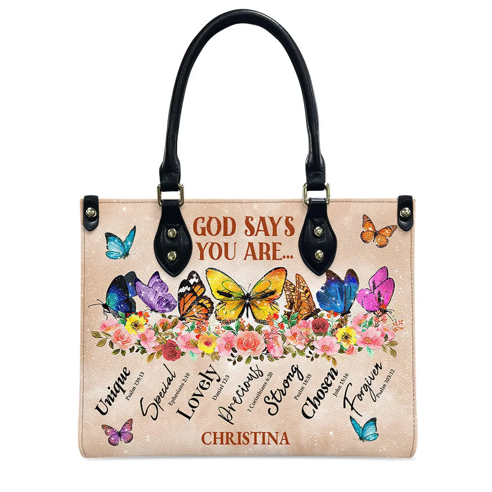 Butterfly God Says You Are Leather Bag