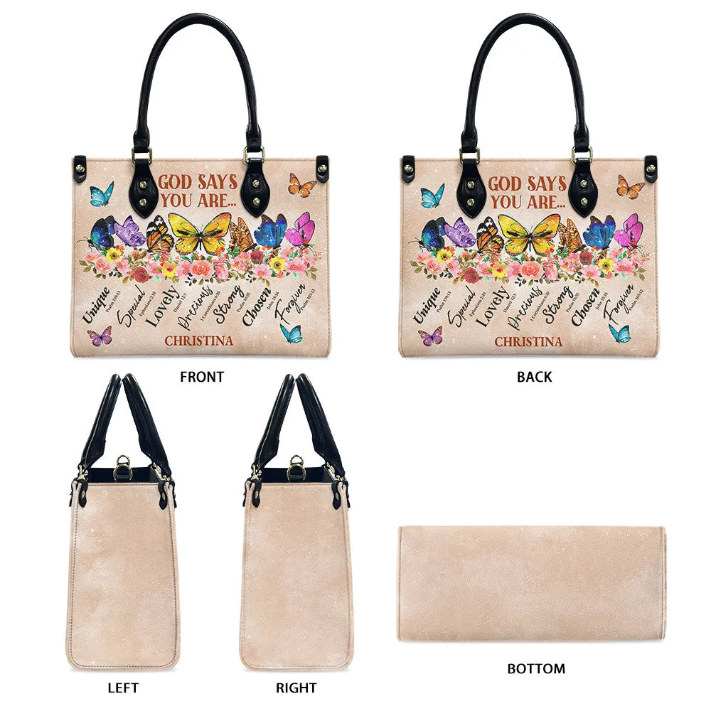 Butterfly God Says You Are Leather Bag