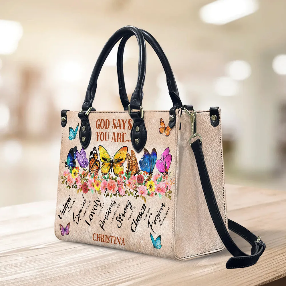 Butterfly God Says You Are Leather Bag