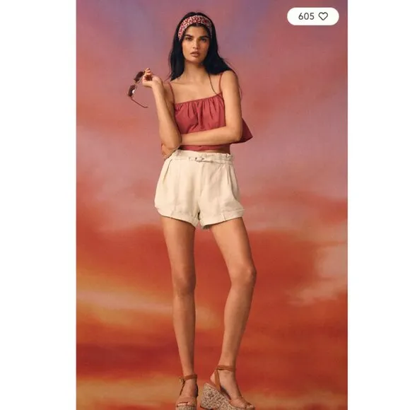 By Anthropologie Linen Beach Shorts New NWT Size XL
