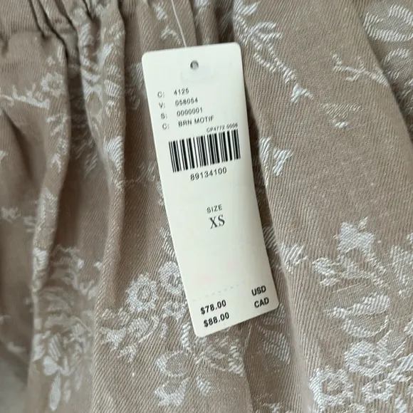 By Anthropologie linen jacquard bloomer tan shorts floral brown motif