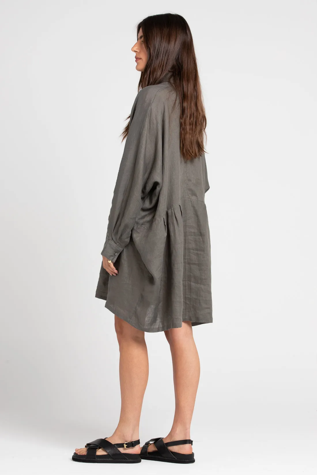 Byron Oversized Shirt Dress Smoke