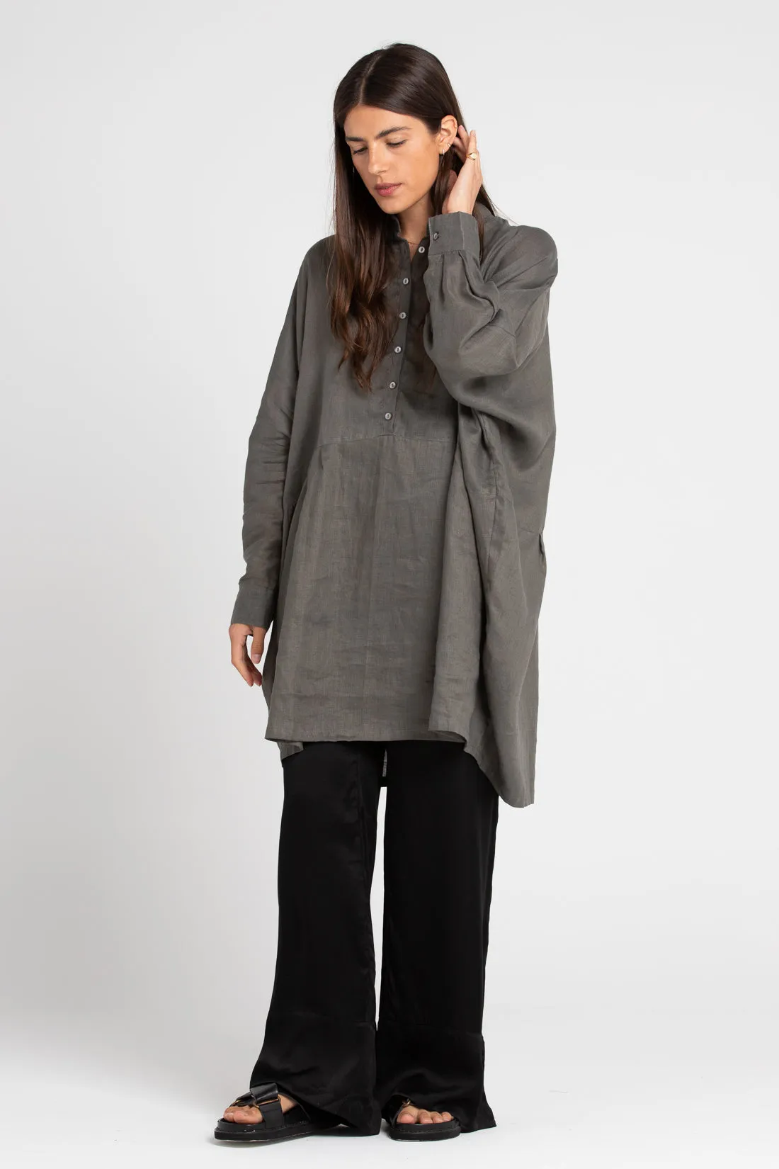 Byron Oversized Shirt Dress Smoke