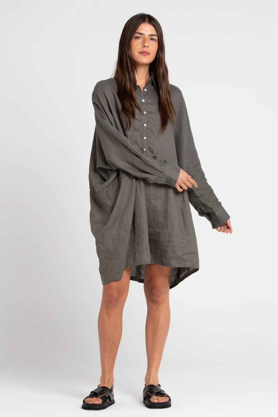 Byron Oversized Shirt Dress Smoke