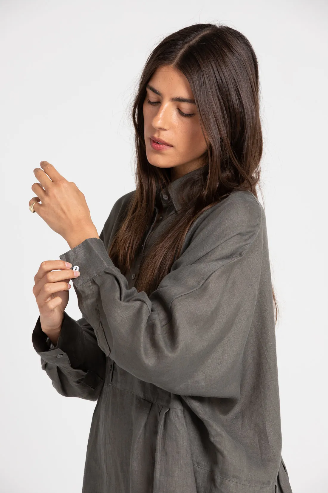 Byron Oversized Shirt Dress Smoke
