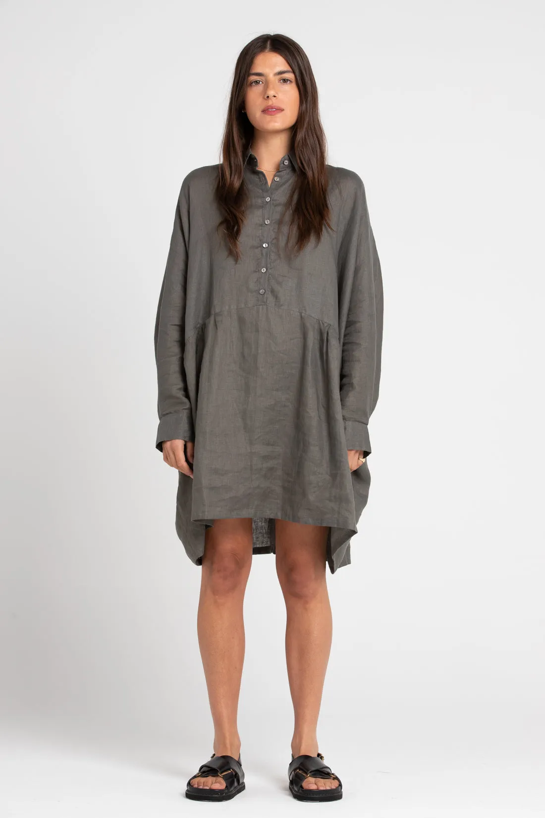 Byron Oversized Shirt Dress Smoke