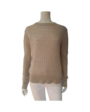 Cable Crew Sweater in Beige by Cortland Park