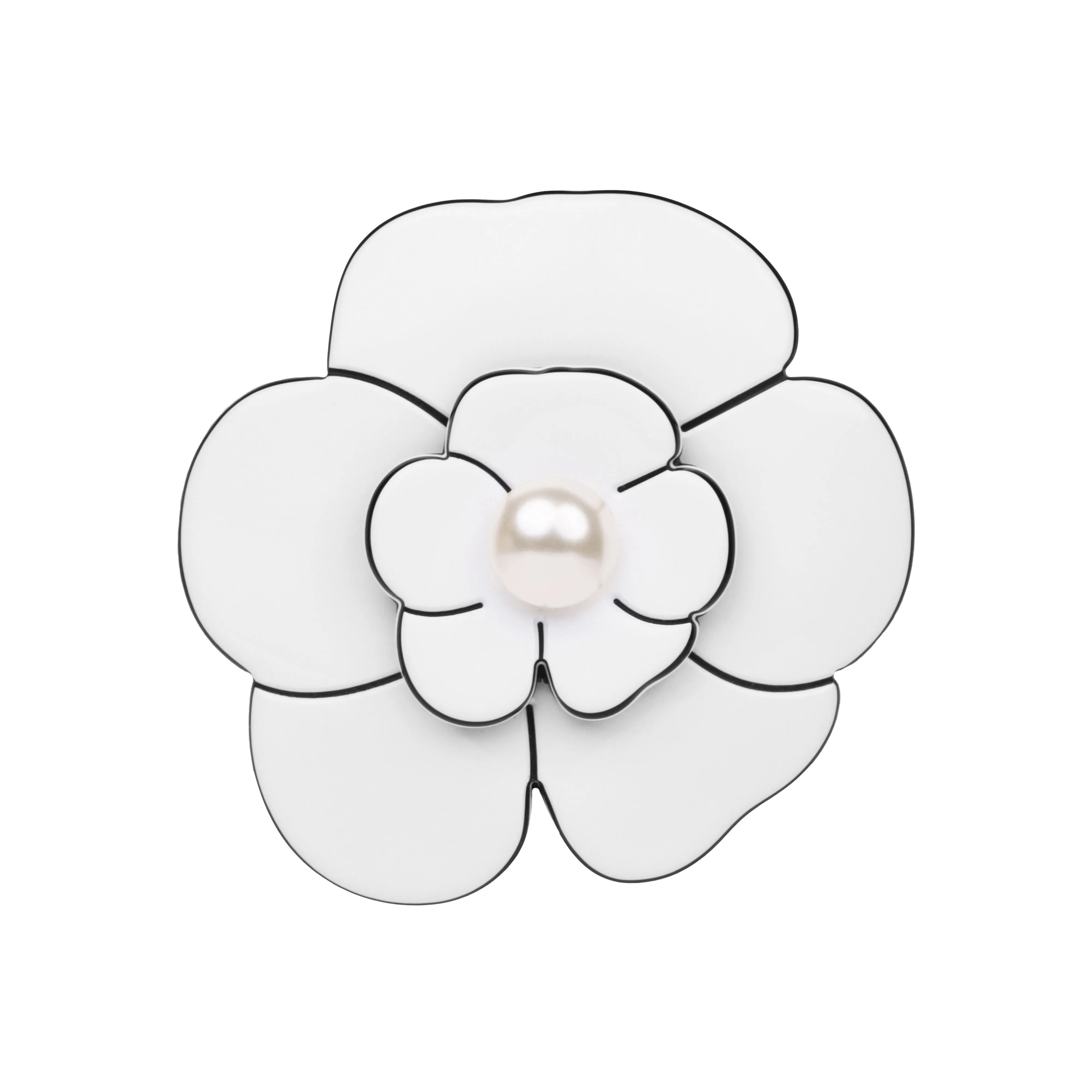 Camellia Medium Pearl White Brooch