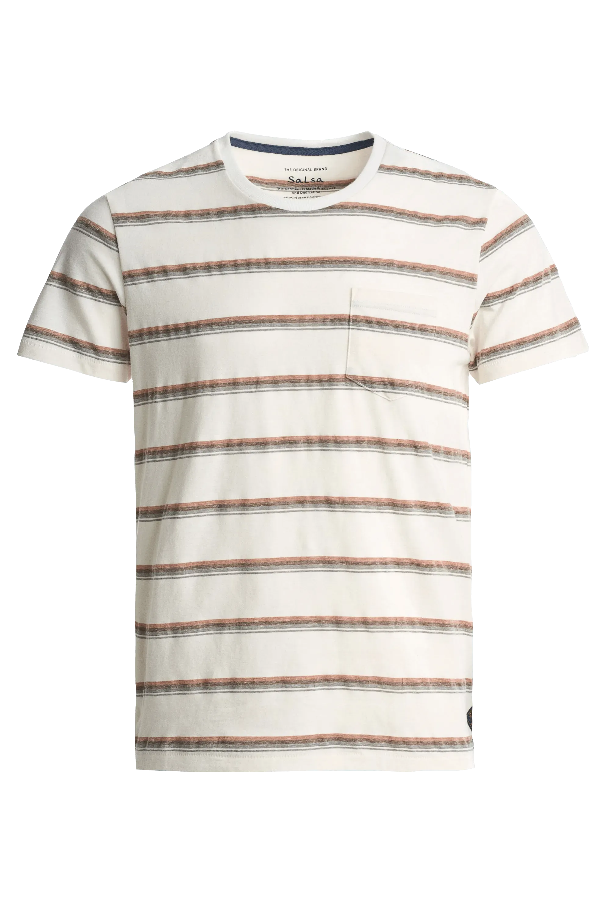 Camiseta a Rayas con Bolsillo Relieve