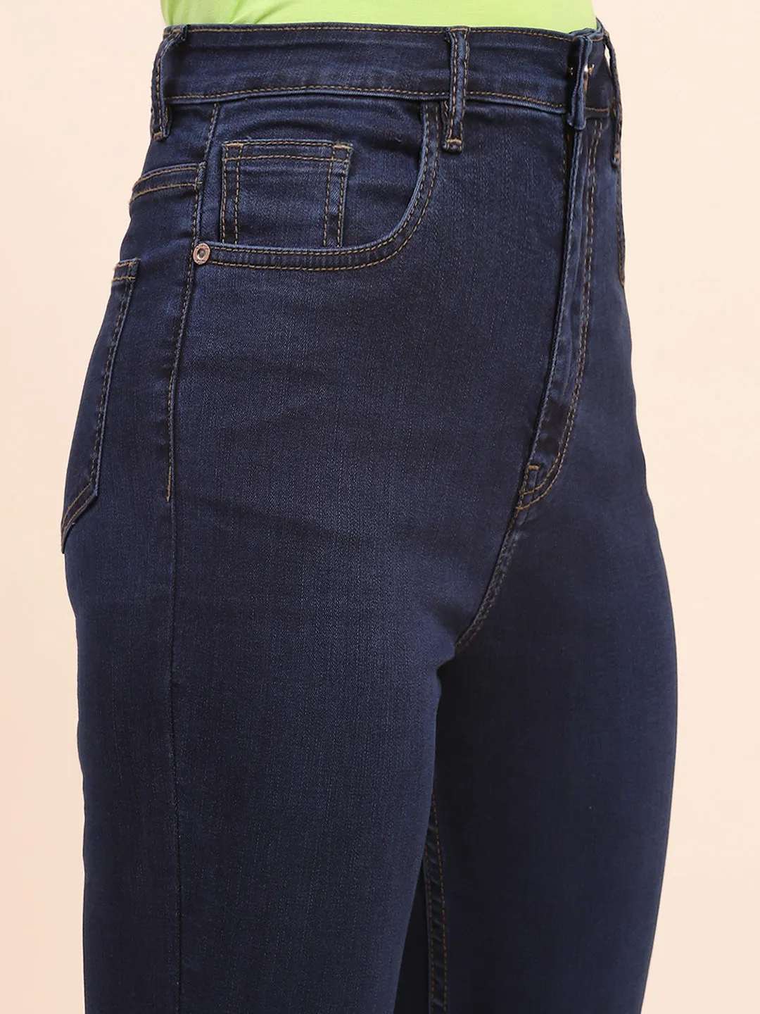 Camla Barcelona Solid Navy Blue Slim Fit Jeans