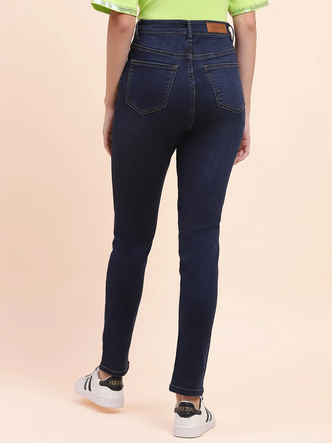 Camla Barcelona Solid Navy Blue Slim Fit Jeans