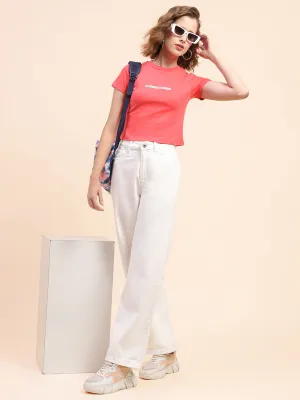 Camla Barcelona Solid White Wide Leg Jeans