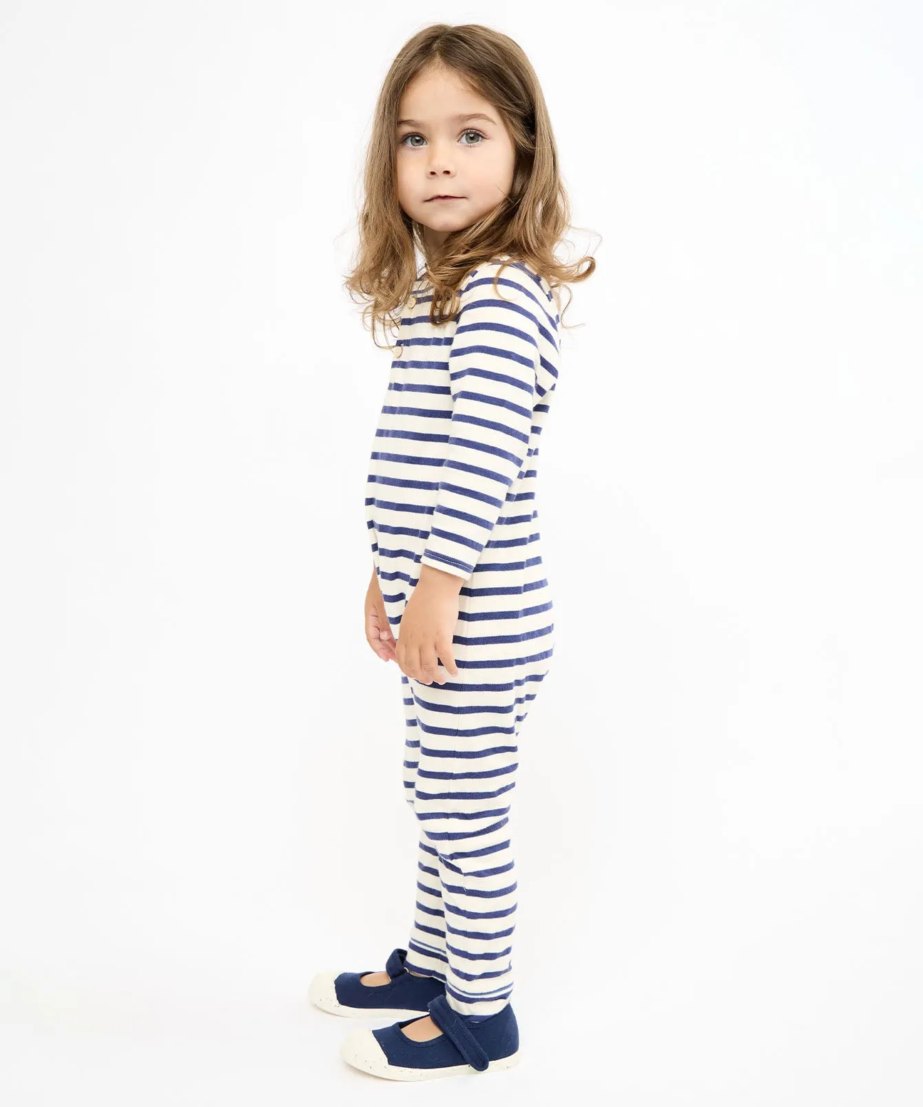 Campbell Romper, Navy Stripe