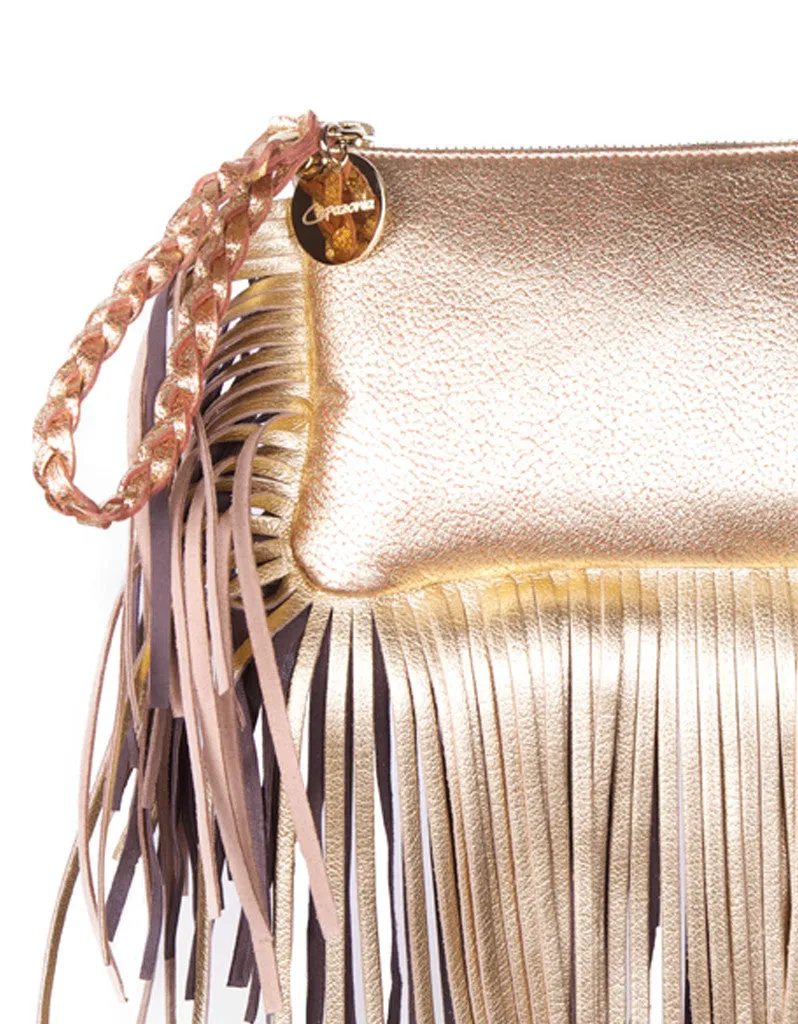 Capazonia Fidji Mini Fringe Clutch in Gold