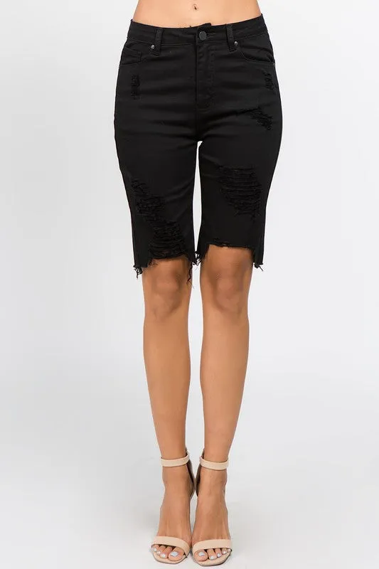 CARRIE BIKER DENIM SHORTS
