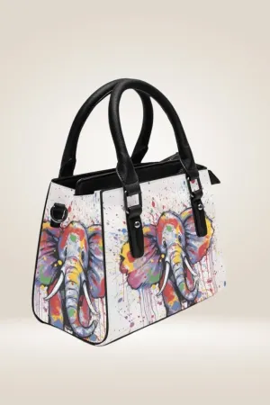 Cartoon Elephant White Satchel Bag