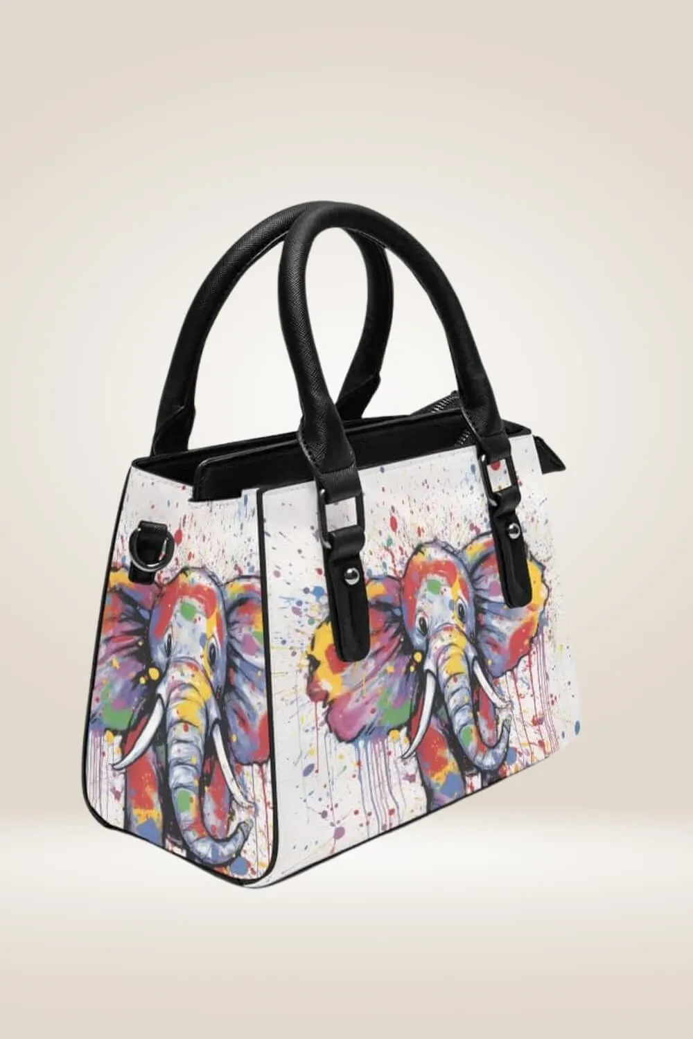 Cartoon Elephant White Satchel Bag