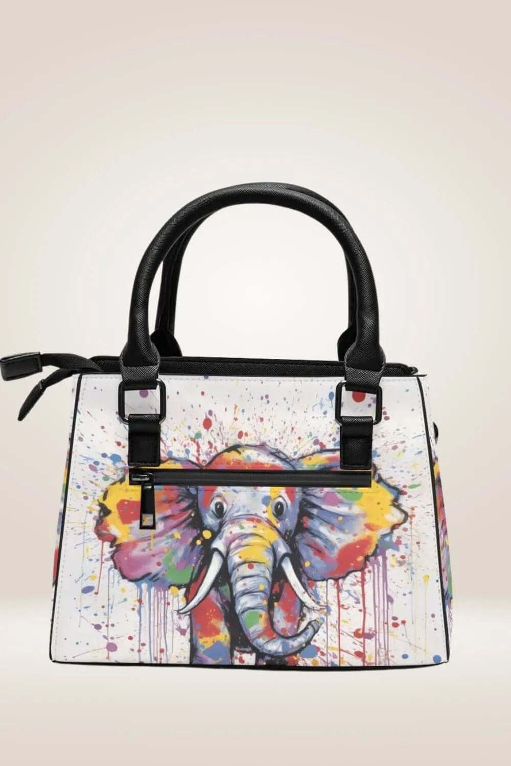 Cartoon Elephant White Satchel Bag
