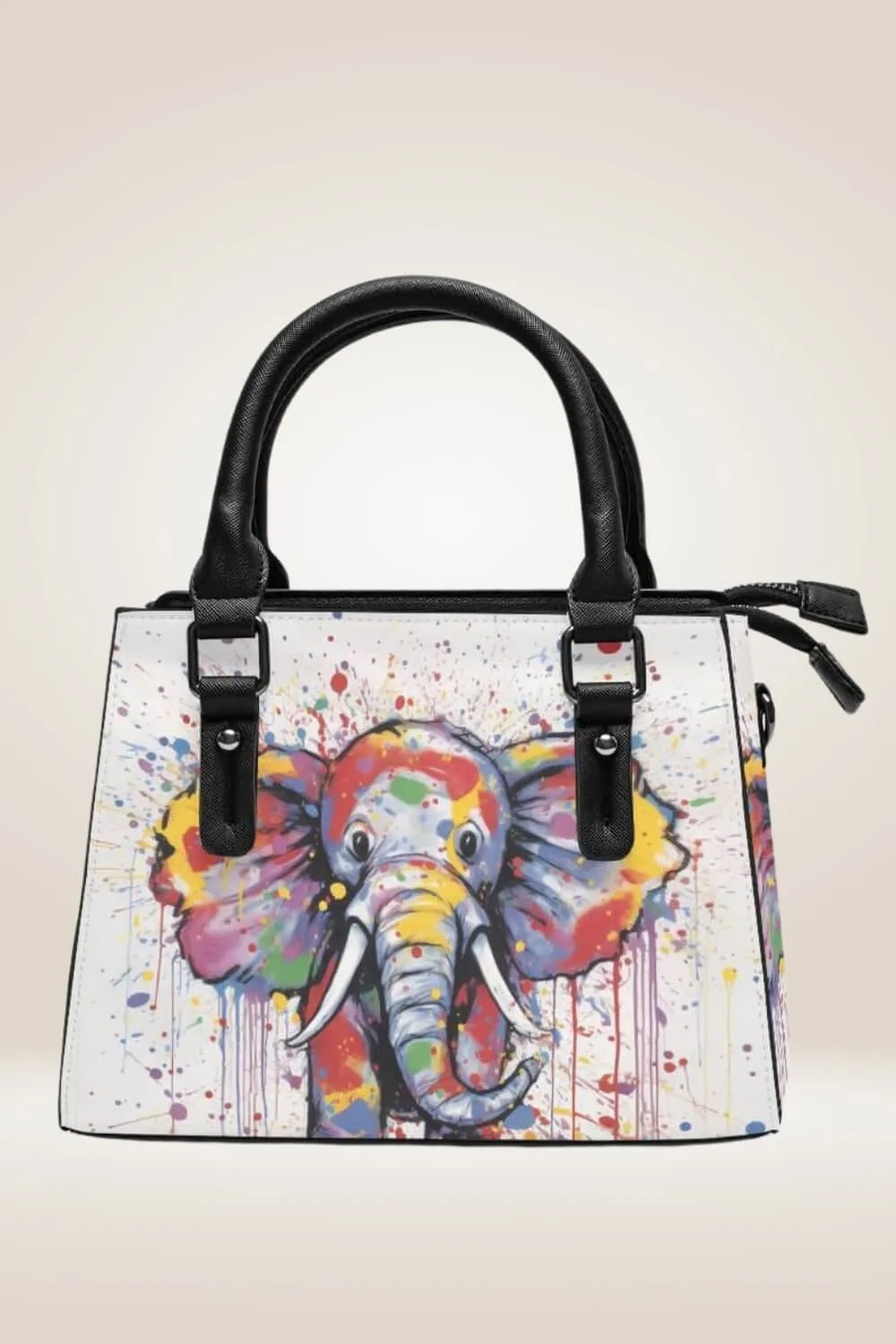 Cartoon Elephant White Satchel Bag