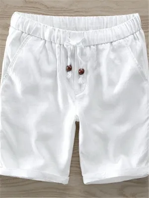 Casual Men's Solid Color Linen Shorts