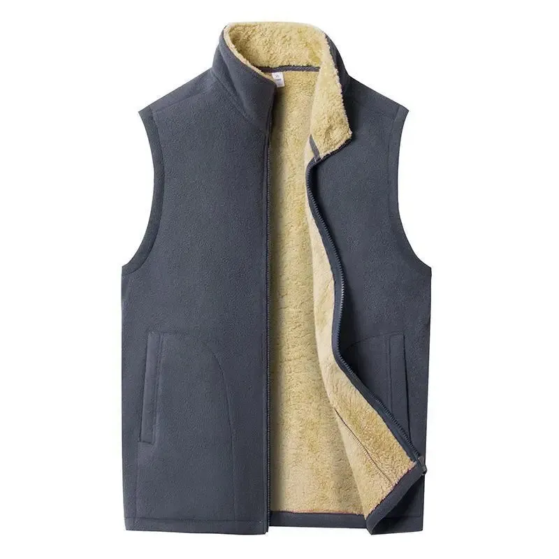 Casual Men’s Winter Fleece Vest – Warm Thermal Sleeveless Jacket, Zipper Windbreaker Waistcoat C16