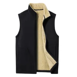 Casual Men’s Winter Fleece Vest – Warm Thermal Sleeveless Jacket, Zipper Windbreaker Waistcoat C16