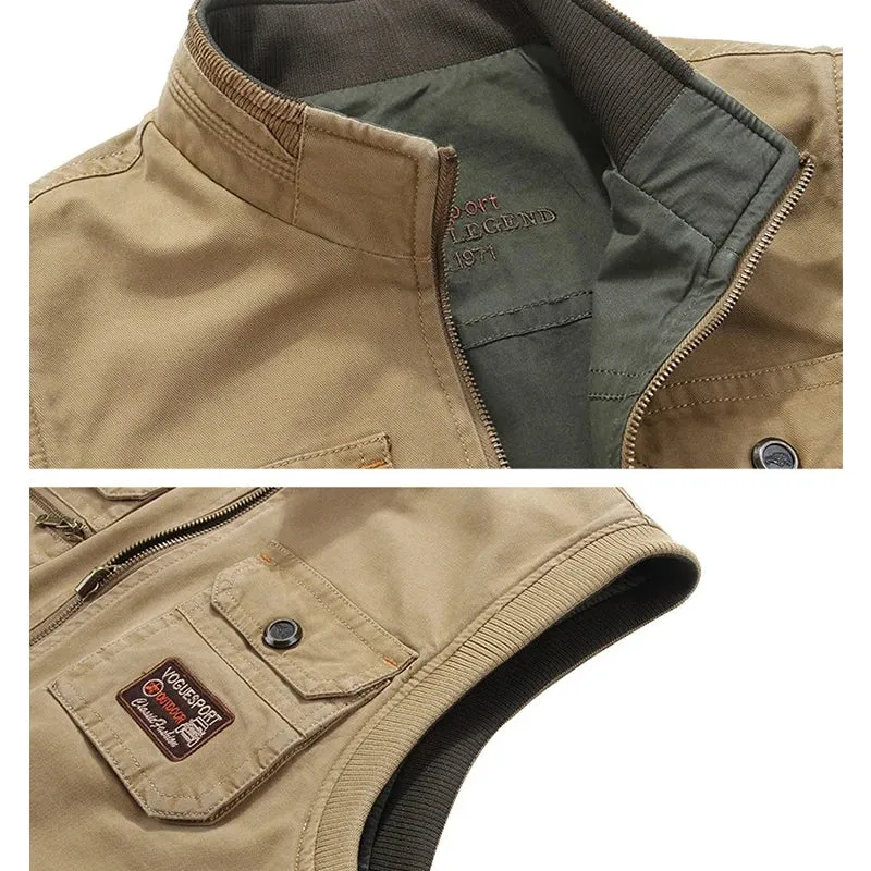 Casual Tactical Photographer Vest for Men – Cotton Sleeveless Multi-Pocket Waistcoat, Plus Size 8XL C25