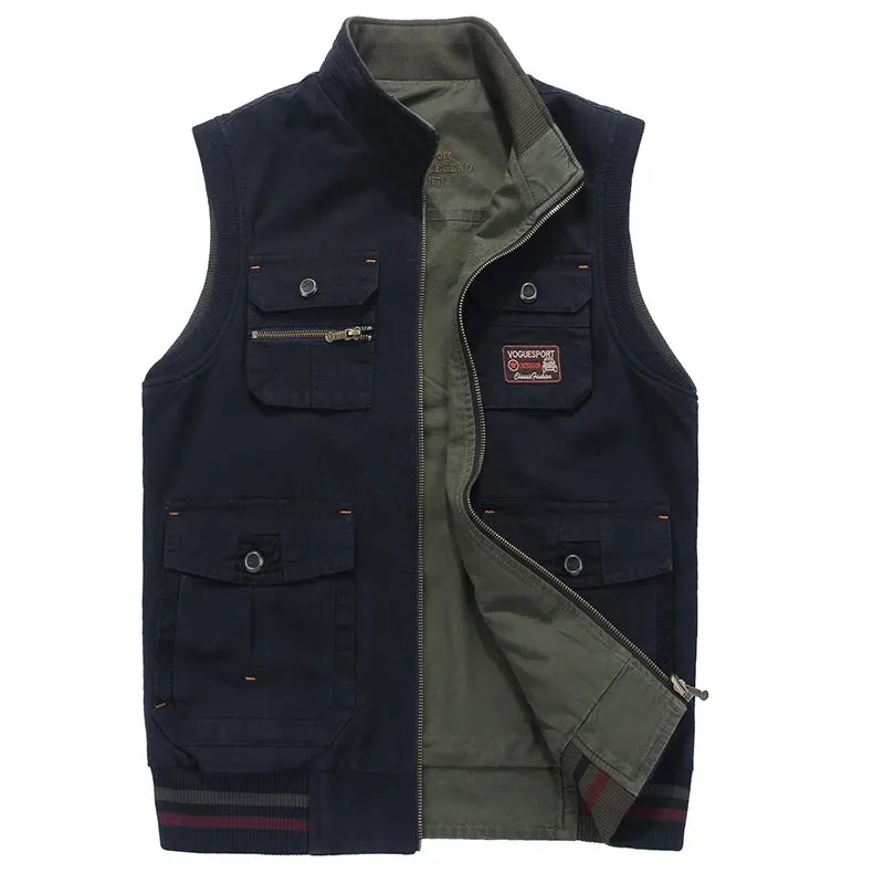 Casual Tactical Photographer Vest for Men – Cotton Sleeveless Multi-Pocket Waistcoat, Plus Size 8XL C25